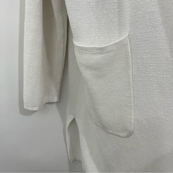 J.Crew White Linen Blend Open Duster Long Sleeve Cardigan Sweater - Picture 5 of 14